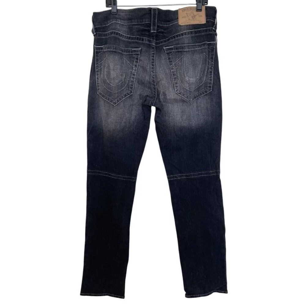 True Religion Jeans Men’s Size 33 Moto‎ Stitch Grey Charcoal Geno Slim